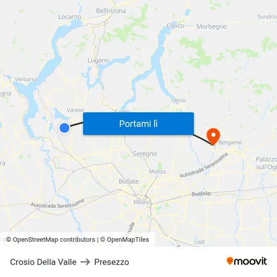 Crosio Della Valle to Presezzo map