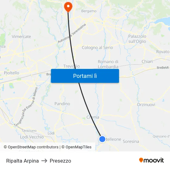 Ripalta Arpina to Presezzo map