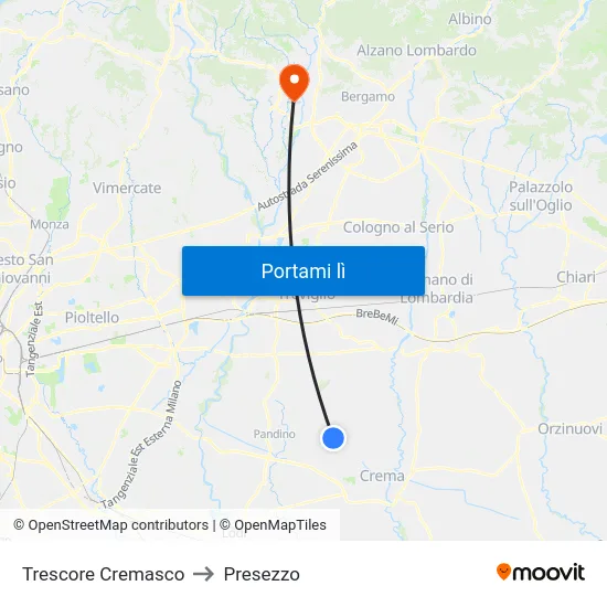 Trescore Cremasco to Presezzo map