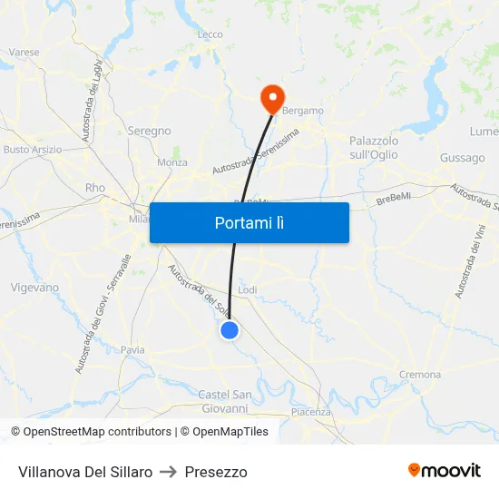 Villanova Del Sillaro to Presezzo map