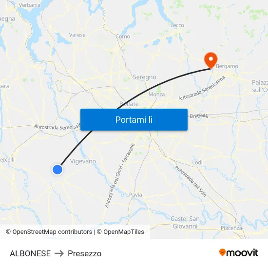 ALBONESE to Presezzo map