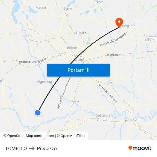 LOMELLO to Presezzo map