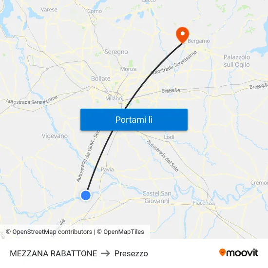 MEZZANA RABATTONE to Presezzo map