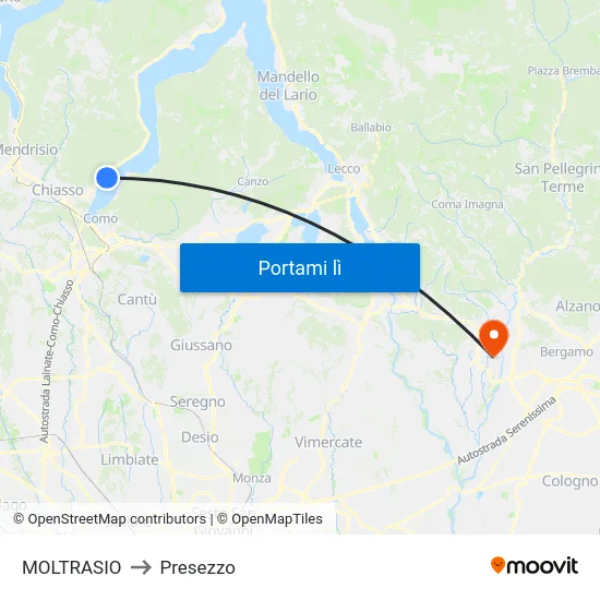 MOLTRASIO to Presezzo map