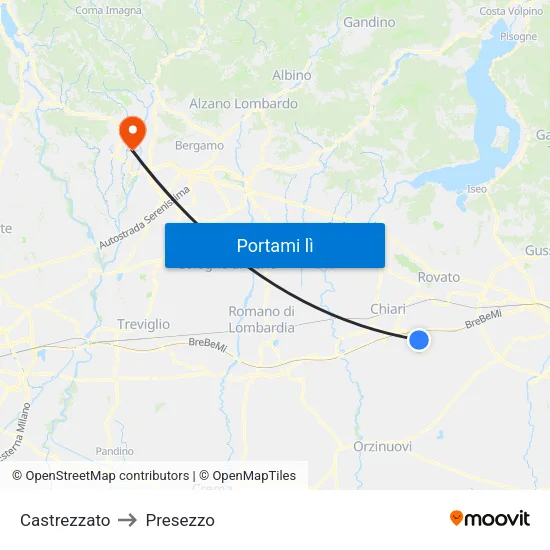 Castrezzato to Presezzo map