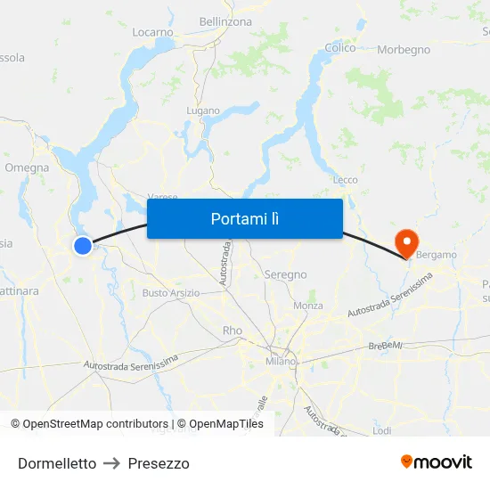 Dormelletto to Presezzo map