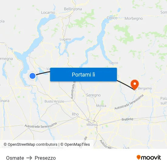 Osmate to Presezzo map