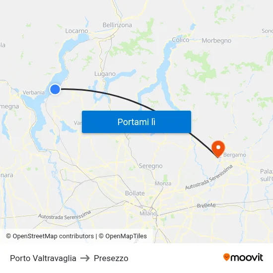 Porto Valtravaglia to Presezzo map