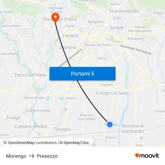 Morengo to Presezzo map