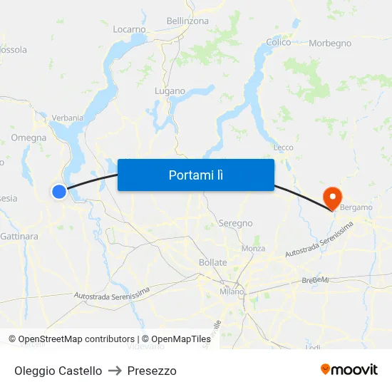 Oleggio Castello to Presezzo map