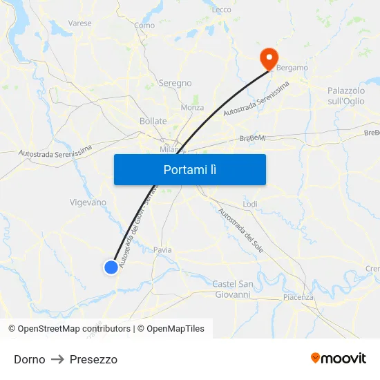 Dorno to Presezzo map