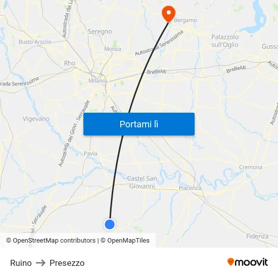 Ruino to Presezzo map