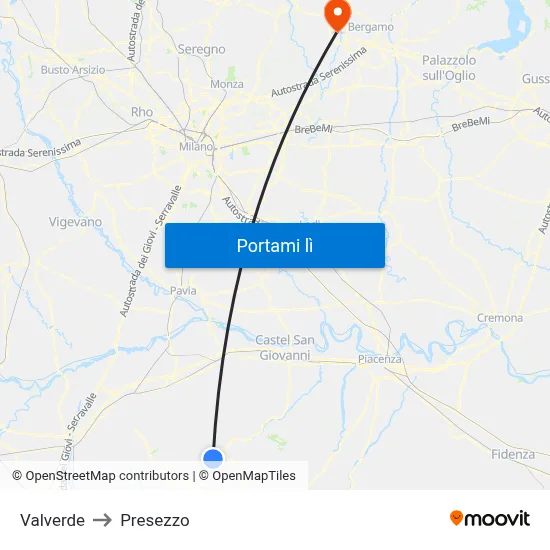 Valverde to Presezzo map