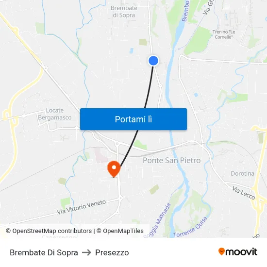 Brembate Di Sopra to Presezzo map
