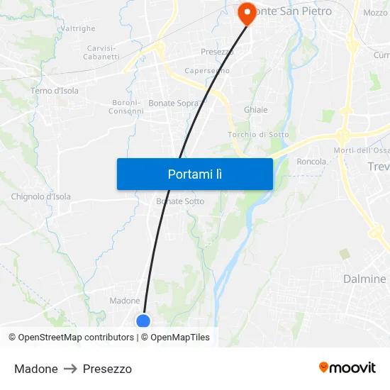 Madone to Presezzo map