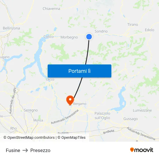 Fusine to Presezzo map