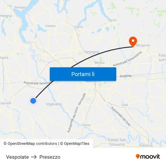 Vespolate to Presezzo map