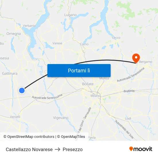 Castellazzo Novarese to Presezzo map