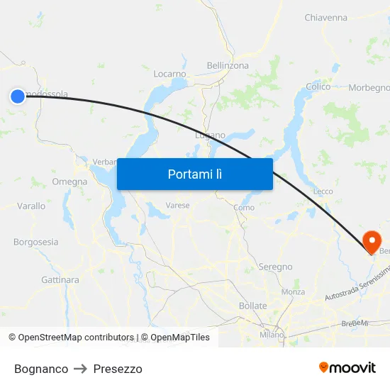 Bognanco to Presezzo map