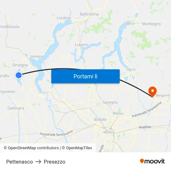 Pettenasco to Presezzo map