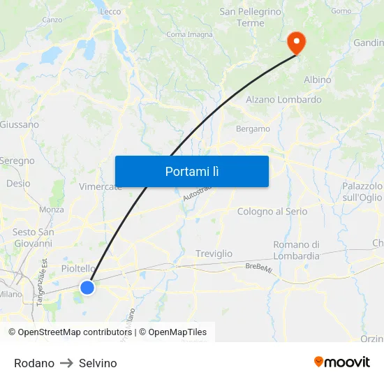 Rodano to Selvino map