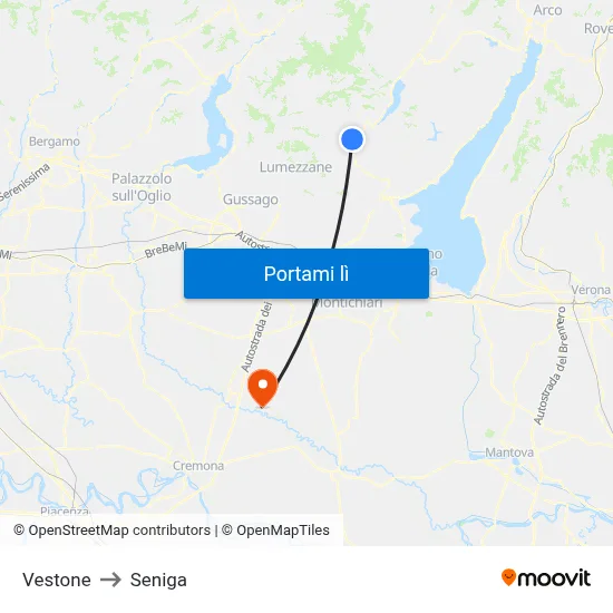 Vestone to Seniga map