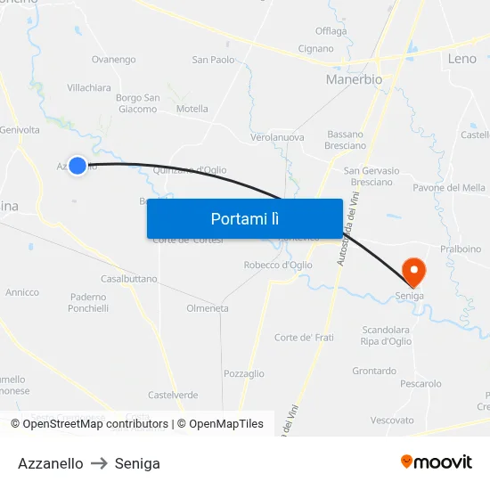 Azzanello to Seniga map
