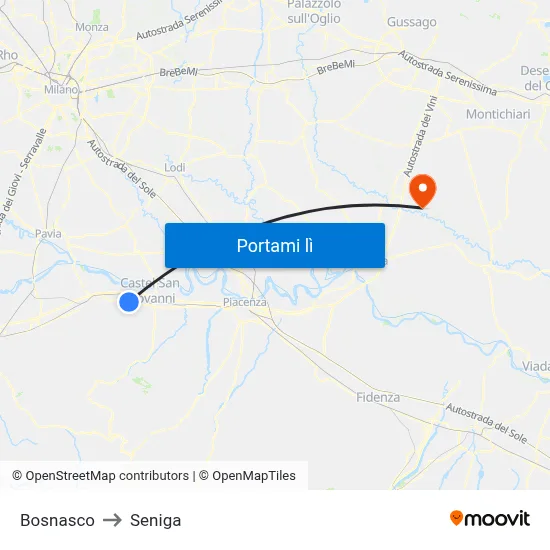 Bosnasco to Seniga map