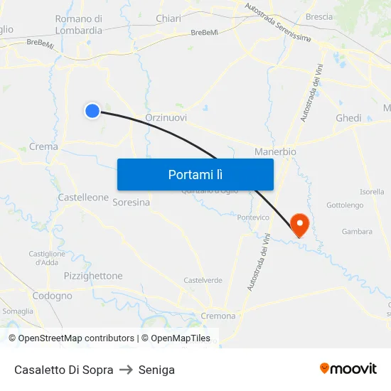 Casaletto Di Sopra to Seniga map