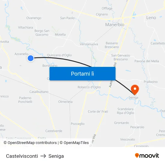 Castelvisconti to Seniga map