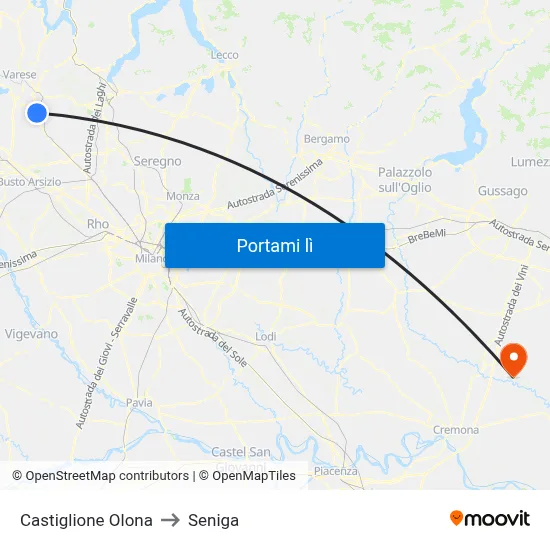 Castiglione Olona to Seniga map