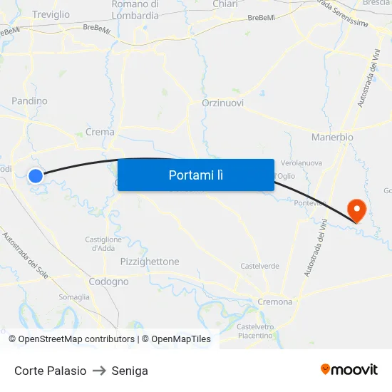 Corte Palasio to Seniga map