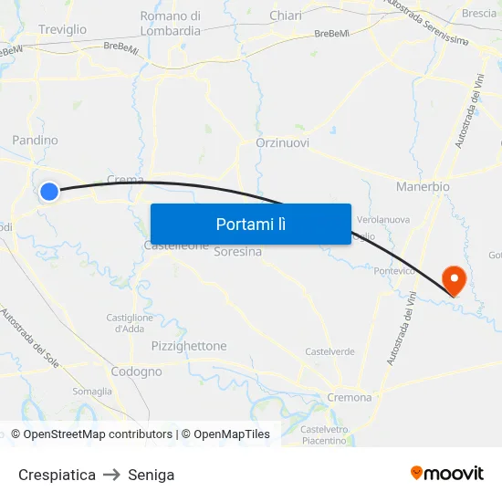 Crespiatica to Seniga map