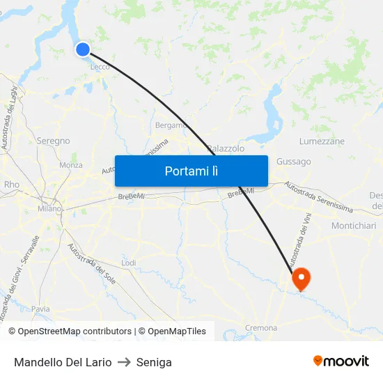 Mandello Del Lario to Seniga map