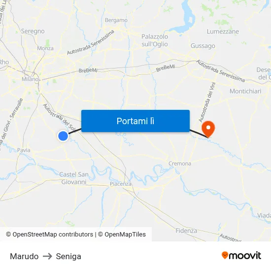 Marudo to Seniga map