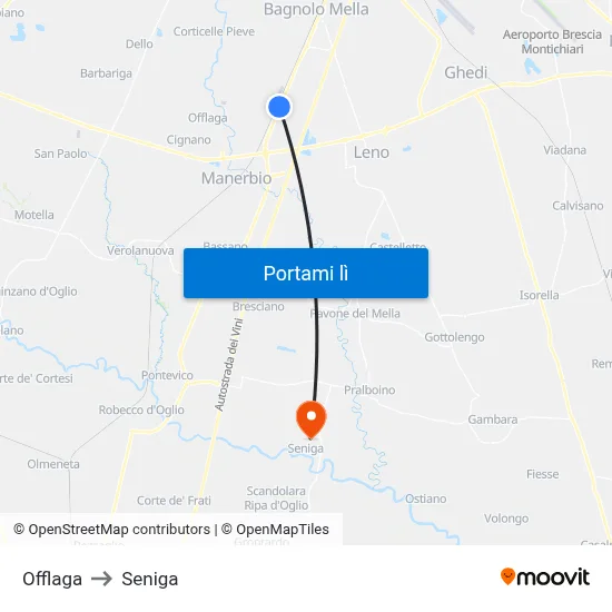 Offlaga to Seniga map