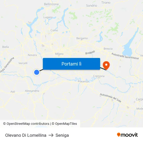 Olevano Di Lomellina to Seniga map