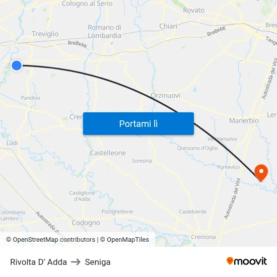 Rivolta D' Adda to Seniga map