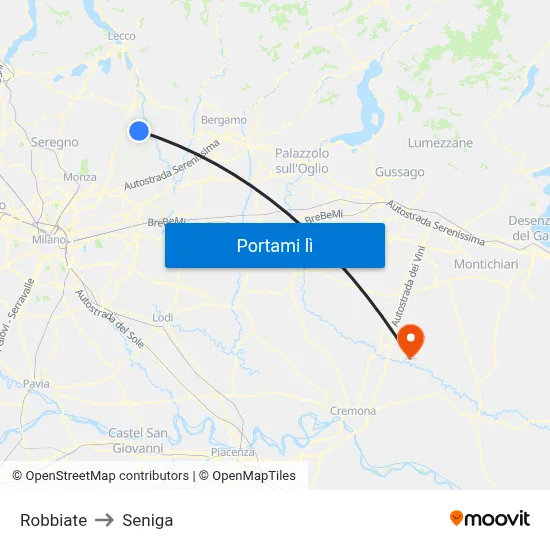 Robbiate to Seniga map