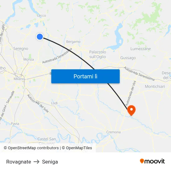 Rovagnate to Seniga map