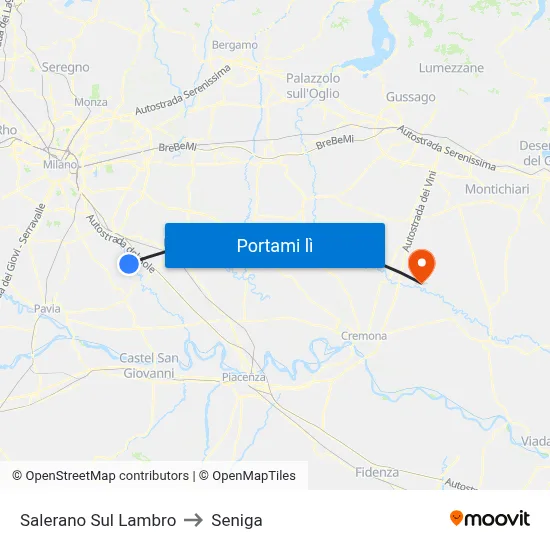 Salerano Sul Lambro to Seniga map