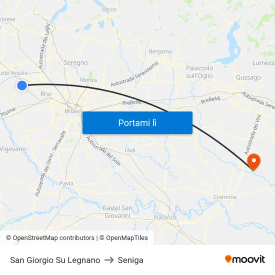 San Giorgio Su Legnano to Seniga map