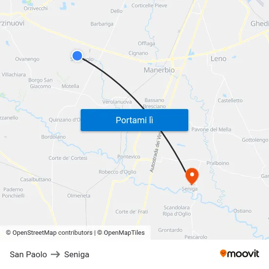 San Paolo to Seniga map