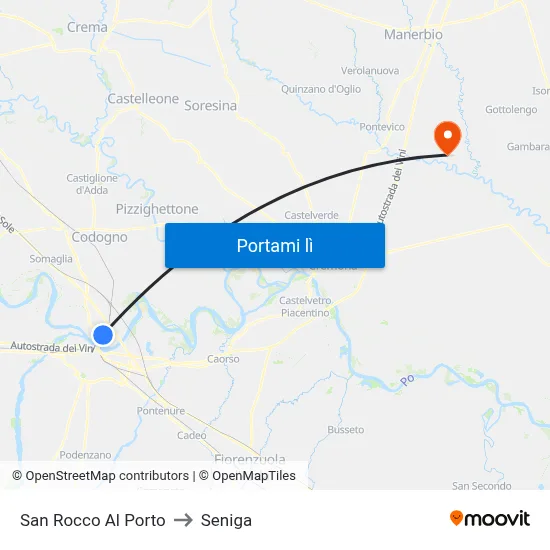 San Rocco Al Porto to Seniga map