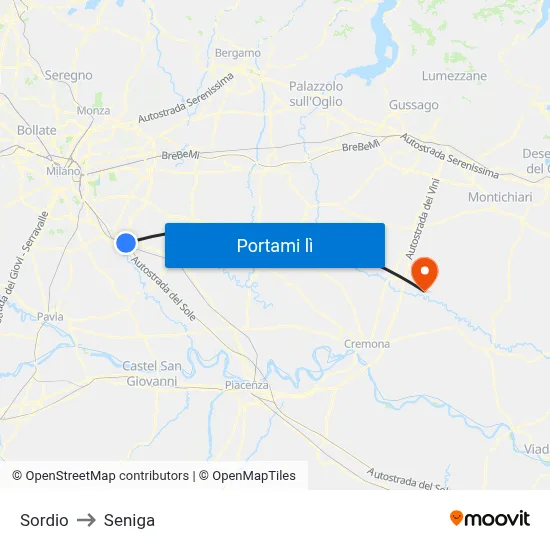 Sordio to Seniga map