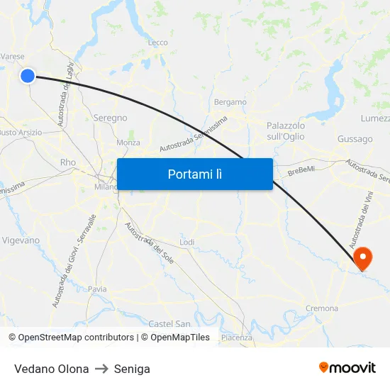 Vedano Olona to Seniga map