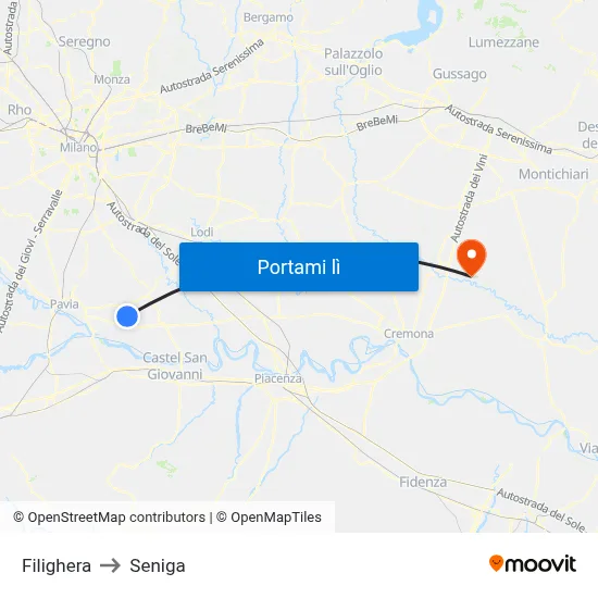 Filighera to Seniga map