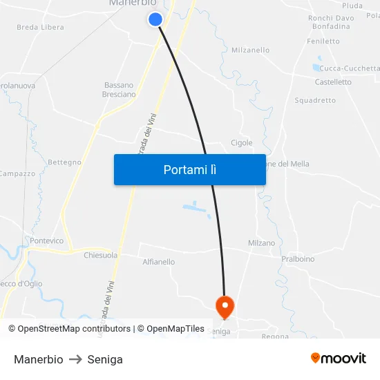 Manerbio to Seniga map