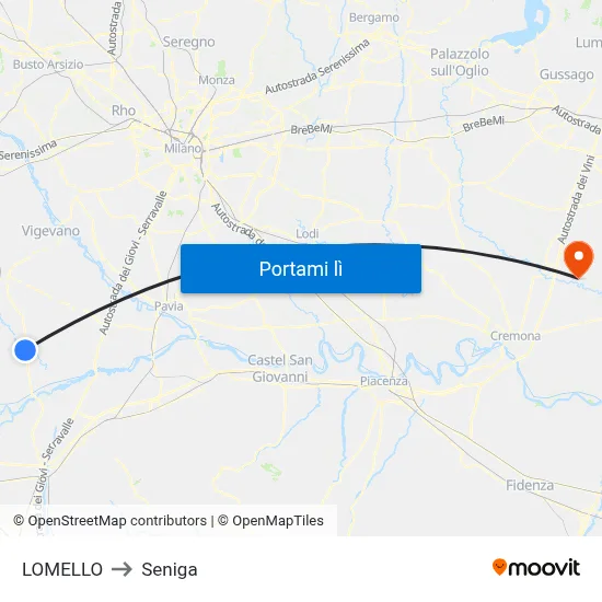 LOMELLO to Seniga map