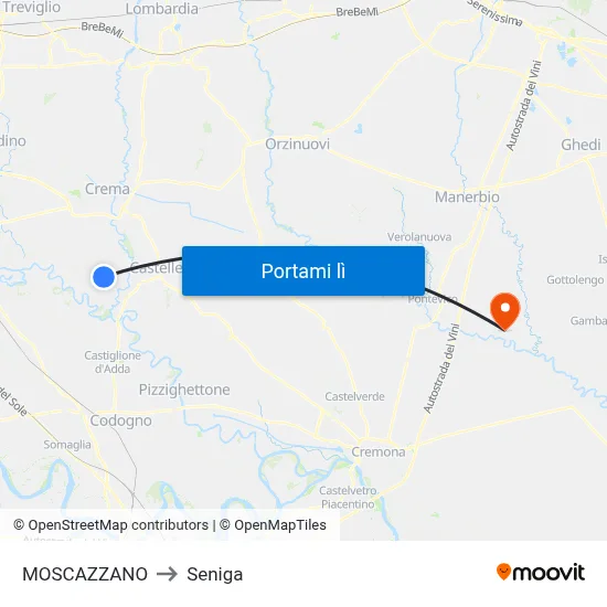 MOSCAZZANO to Seniga map